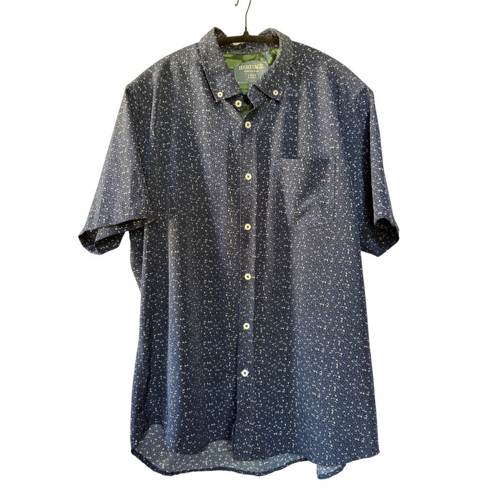 Heritage Report Collection Mens XL Navy Blue 4-Way Stretch Short Sleeve Shirt